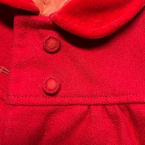 Child&#39;s Red Wool Coat Velveteen Collar, 1960s, Vintage, Curtsy Coats