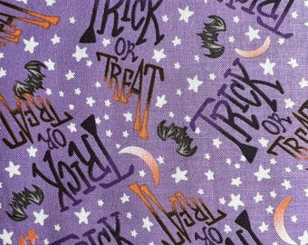 Ghostly Greetings Trick or Treat Cotton Fabric, Halloween Fabric, Continuous Yardage Cuts