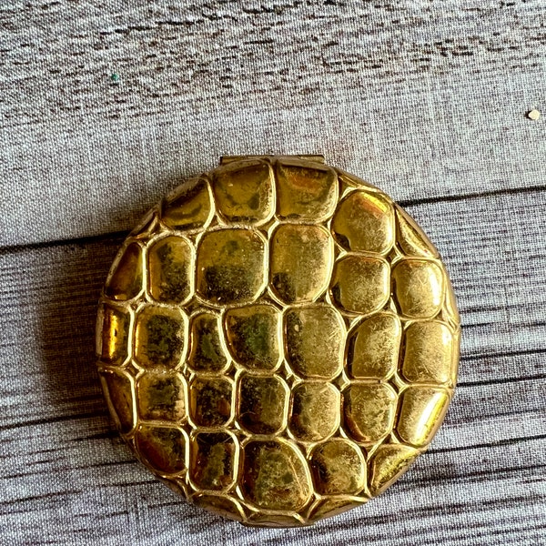 Golden Alligator-Estee Lauder-Vintage Ladies Powder Compact, 1970s