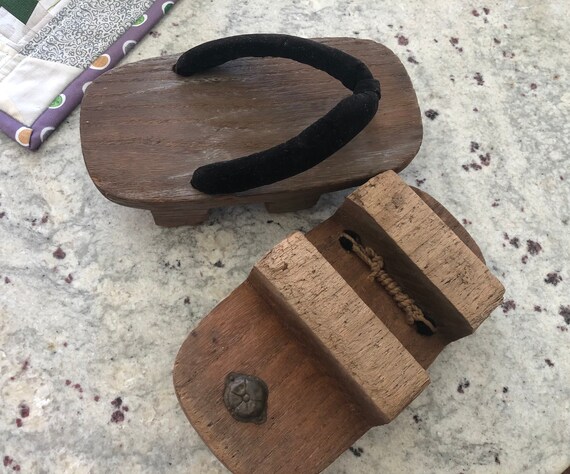 Vintage Japanese Geta, Wooden Sandals, Clogs, post
