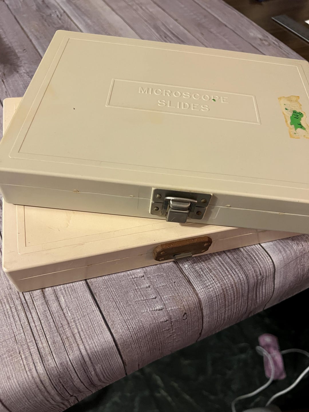 Plastic Microscope Slide Box, Hinged & Latched Lid, Vintage Storage Box ...