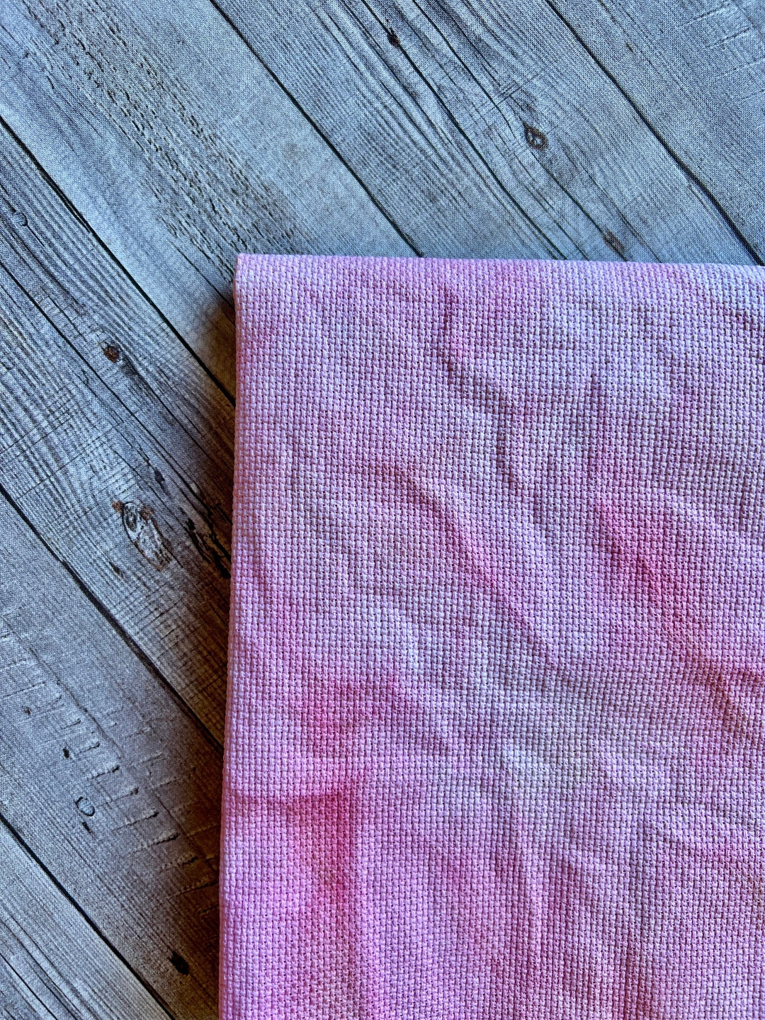 Pink Aida Cloth 14 Count, Hand Dyed Cross Stitch Fabric, Petal Pink and