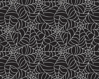 Frank and Friends Webs Black Yardage, Glows in Dark, Quilting Fabric