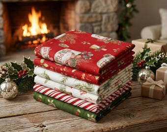 Holiday Spirit Fat Quarter Bundle Riley Blake, 6 Piece, with Panel Option