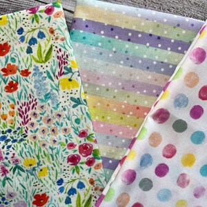 Spring Fat Quarter Bundle, Three Pieces of Quilt Fabric
