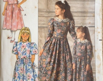 Butterick Pattern 4405 Girl's Dress Vintage 1989 Sizes 7-8-10
