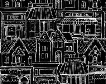 Gingerbread Village Black by J. Wecker Frisch for Riley Blake Designs 1/2 Yard, C17843