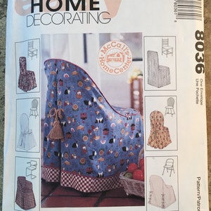 McCalls 8036 Chair Cover Pattern: Home Decor, Wedding