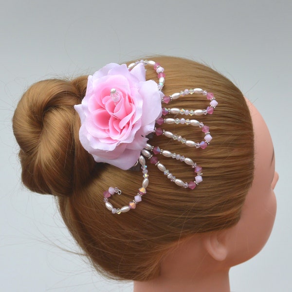 Ballet Headpiece. Light Pink Rose. Silk flower & Crystal Headpiece. Waltz of the Flowers, Giselle, Spanish.