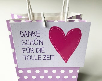 4 x Geschenktüte mit Karte zur Verabschiedung Erzieherin/Lehrerin