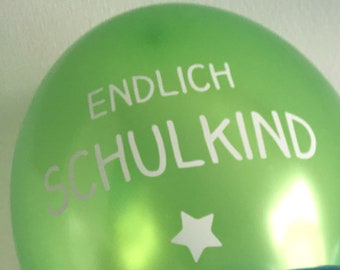 6 Balloons Finally School Child Green