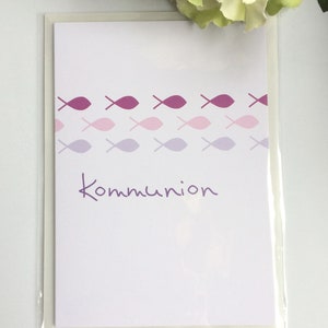 Karte zur Kommunion Fisch lila