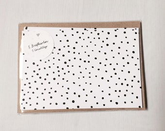 Schönes Briefkartenset dots black/white