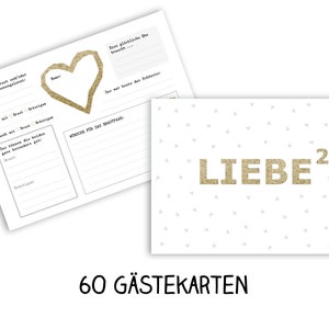 60 Gästebuchkarten Hochzeit Wünsche gold Bild 1