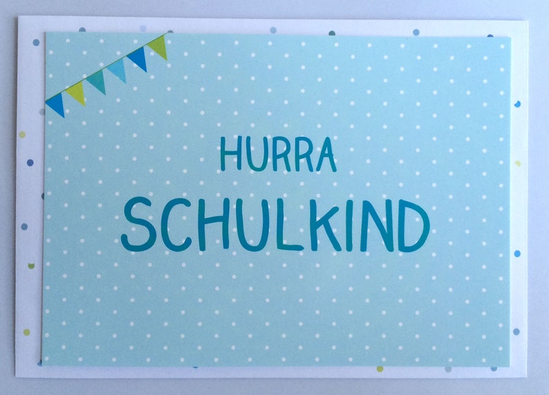 5 x Hurra Schulkind Einladung Umschläge Konfetti Bild 1