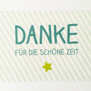 3 er Set Danke Karte Abschied Kindergarten Schule Streifen