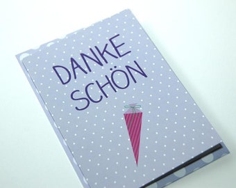 6 er Set DANKESCHÖN Karten Schulanfang lila