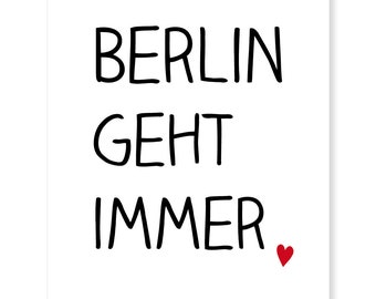 Berlin always works" postcard