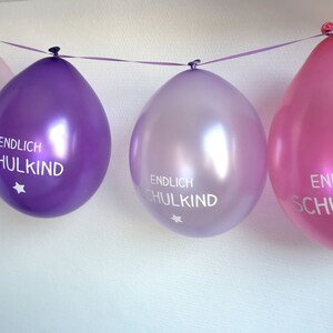 6 Ballons Endlich Schulkind Kopfdruck lila/pink Bild 2