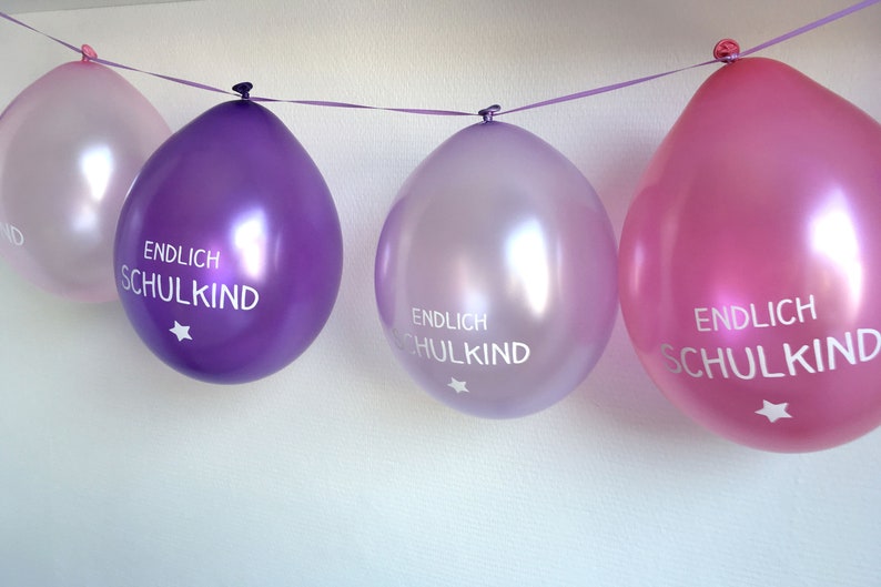 6 Ballons Endlich Schulkind Kopfdruck lila/pink Bild 2