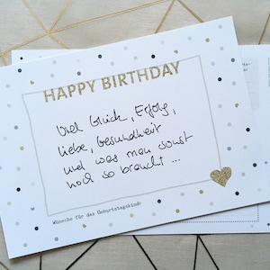 25 Guestbook Cards A5 Birthday Wishes Gold