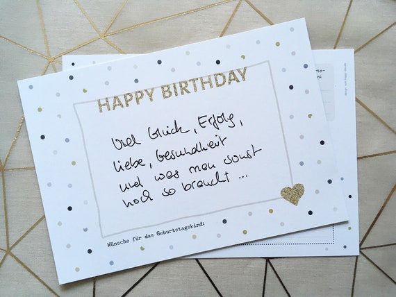 25 Gästebuchkarten A5 Geburtstag Wünsche Gold Etsy