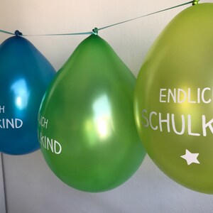 6 balloons Finally a school child Head print green/blue image 2