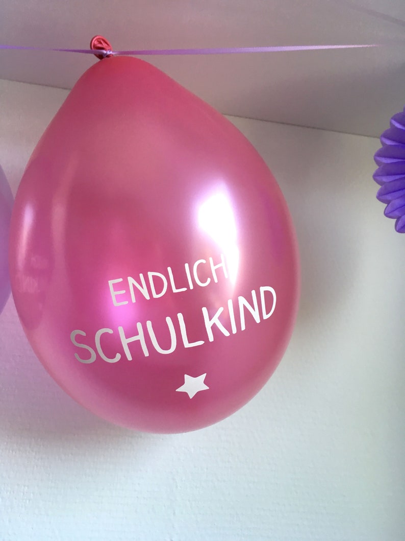 6 Ballons Endlich Schulkind Kopfdruck lila/pink Bild 3