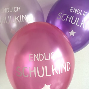 6 Luftballons metallic Endlich Schulkind lila/pink Bild 1