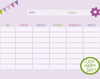 2 x timetable A5 pink dots