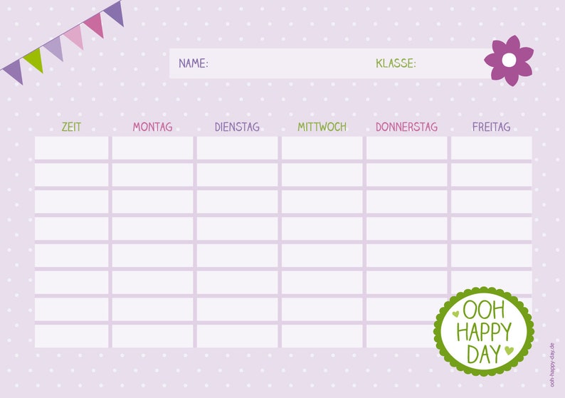 2 x timetable A5 pink dots image 1