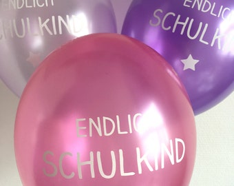 10 balloons finally school child lilac/pink/lilac