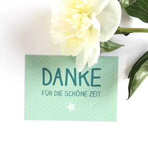 3 er Set Danke Karte Abschied Kindergarten Schule Job mint