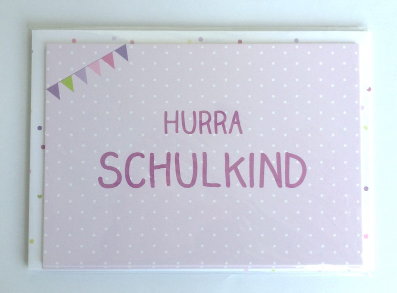 5 x Hurra Schulkind Einladung Umschläge Konfetti Bild 1