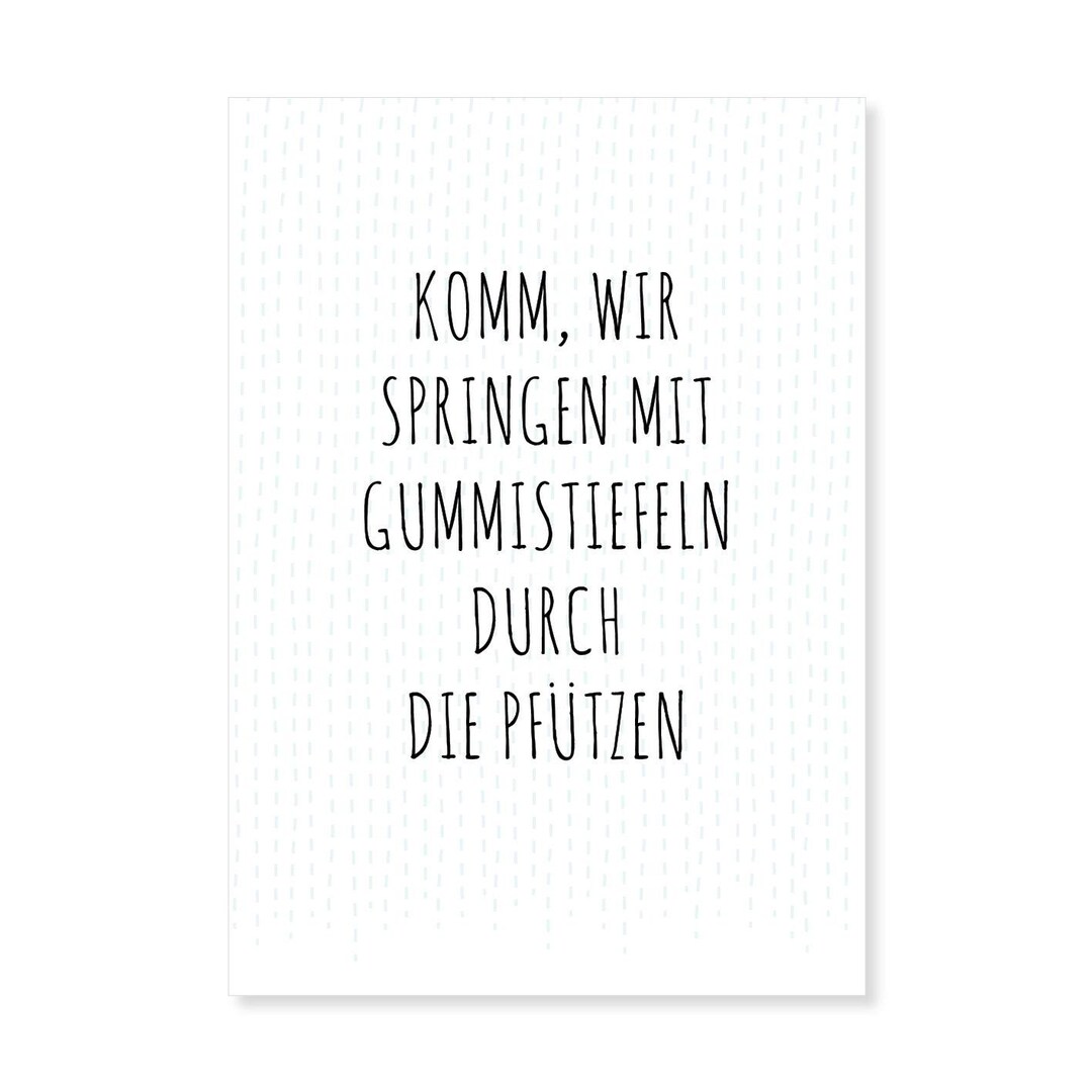 Postkarte Regen Gummistiefel Spruch Etsy.de
