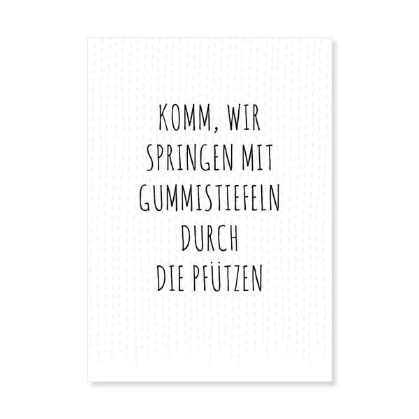 Postkarte Regen Gummistiefel Spruch
