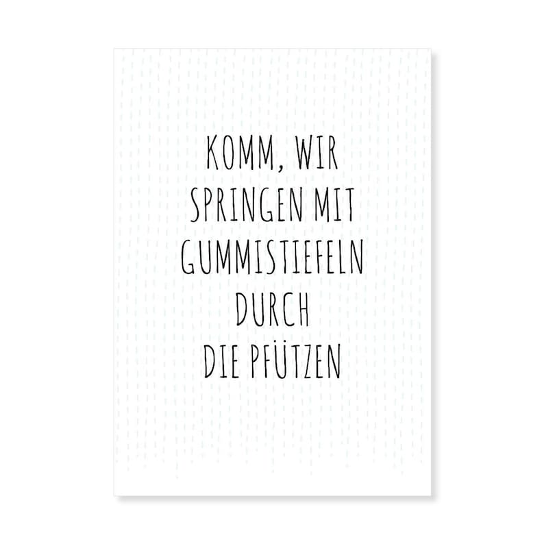 Postkarte Regen Gummistiefel Spruch Bild 1