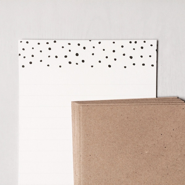 Schönes Briefpapierset dots black/white