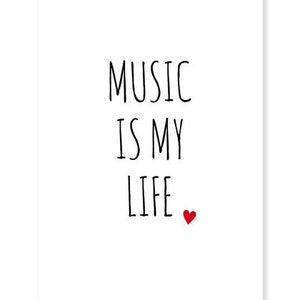 2 x Music is my life Postkarte Spruch