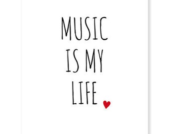 2 x Music is my life Postkarte Spruch