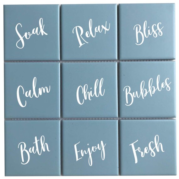 9 X Words for Bathroom Tile Stickers Decals Kitchen Wall Vinyl Etsy