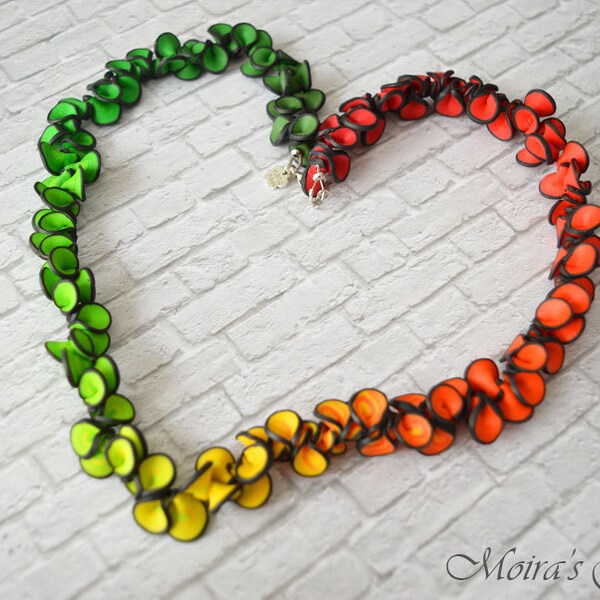 Colorful statement necklace petals - Fall colors necklace - Romantic jewelry - Polymer clay jewelry - Unique design - Gift ideas for her