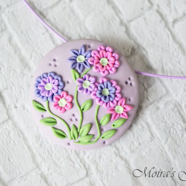 Delicate jewelry pastel purple & pink flowers - Romantic jewelry - Lilac pendant - Gift ideas for her - Summer trend