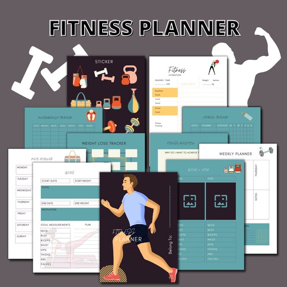 Fitness Planner A4 Printable Planner Athlete Gift Gym Etsy