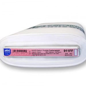 Pellon 911FF - Fusible Featherweight Interfacing - White - For light to medium weight fabrics. 20” wide - 100% Poly. Sold by the yard.