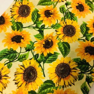 One Yard Precut - Sunflower Fabric - Prepackaged - David Textiles - Cotton fabric. Sewing and quilting projects. Sunflower garden.