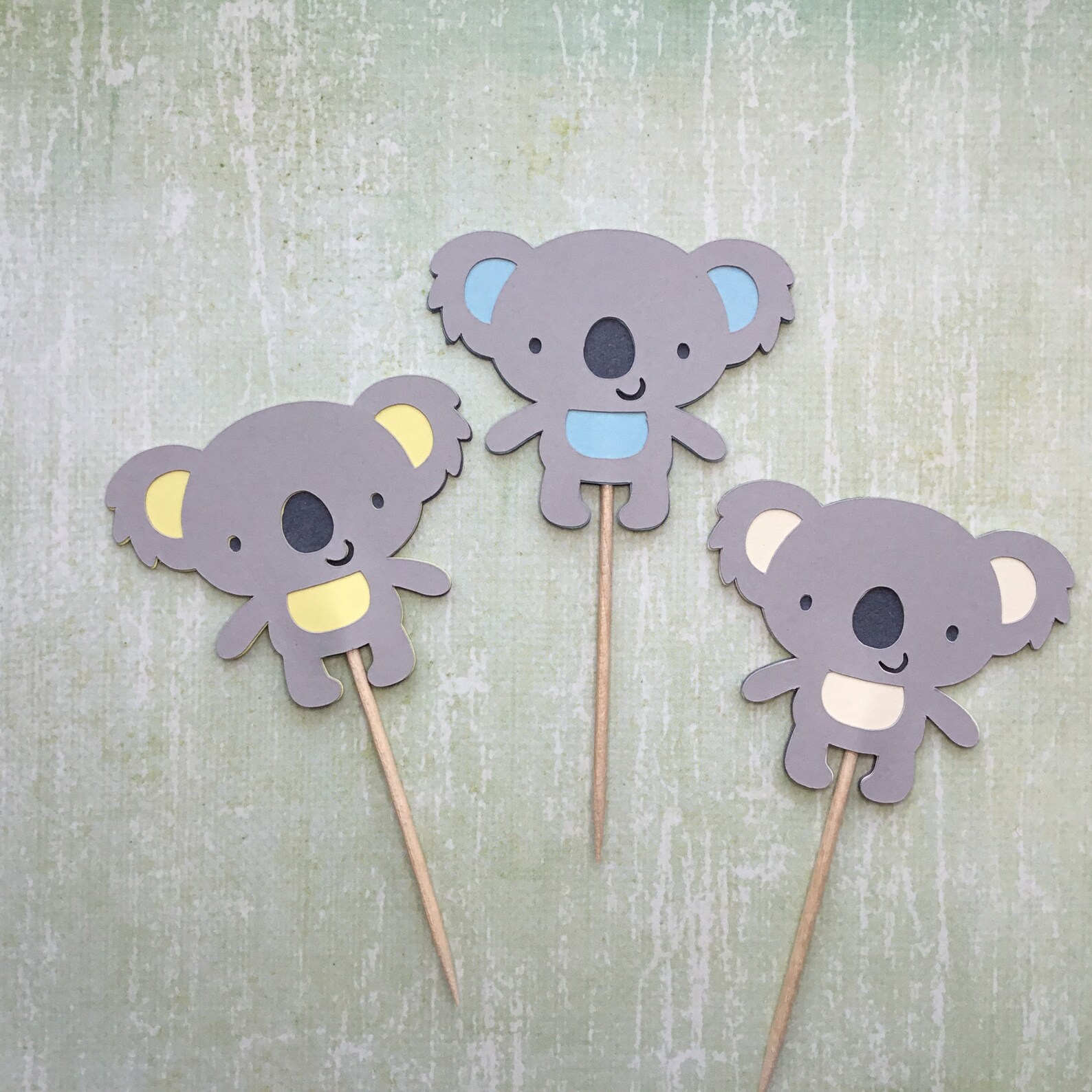 Koala Cupcake Toppers 12 Pieces Birthday Shower Free Etsy