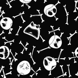 Jack Bone Toss by Springs Creative - Halloween - Jack Skellington - Sold by the half yard - Cut off the Bolt - 100% Cotton.