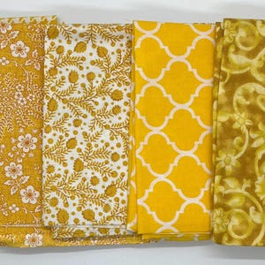 Mixed Yellows and Gold Bundle - Fat Quarters. 5 piece set. 18&quot; x 21&quot;. 100% Cotton.
