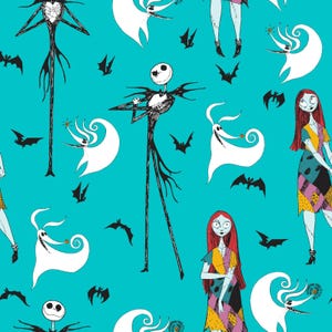 Jack Sally Zero by Springs Creative - Halloween - Jack Skellington - Sally - Zero - Sold by the half yard - Cut off the Bolt - 100% Cotton.